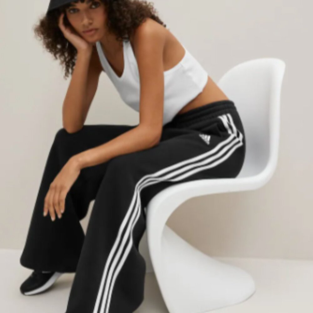 ADIDAS Originals Adicolor Classics 3-Stripes wide leg pants in black